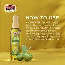 Load image into Gallery viewer, African Pride Olive Miracle Weightless Heat Protection & Hair Shine Mist, Fights Humidity & Shields Against Heat Damage, Enriched with Olive & Tea Tree Oils, 4 oz