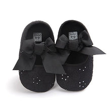 Load image into Gallery viewer, LACOFIA Infant Baby Girls Princess Bowknot Anti-Slip Soft Sole Crib Shoes Black 0-3 Months