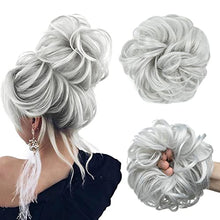 Load image into Gallery viewer, Hair Scrunchies Hair Buns Grey Hair Piece Updo Hair Piece for Women Girls Extensions Fake Scrunchies Donut Ponytail Chignons Hair Accessories