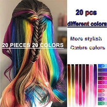 Load image into Gallery viewer, ColorfulPanda 20Pcs Ombre Colour Clip in Hair Extensions for Womens Kids Rainbow Straight Hair Extension Multi-Colors Party Highlights Synthetic Hairpieces(20 Inches)