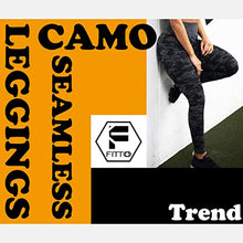 Load image into Gallery viewer, FITTOO Women's High Waisted Camo Seamless Leggings Gym Fitness Workout Yoga Pants, Camouflage-black, M