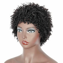 Load image into Gallery viewer, PORSMEER Human Hair Afro Wigs for Black Women Short Kinky Curly Bob Wigs 150% Density 100% Brazilian Real Hair Natural Black (1B)