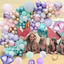 Load image into Gallery viewer, Balloon Arch Kit for Girls, Mermaid Theme Balloon Garland Kit Mermaid Tail Pastel Pink Purple Green Metallic Latex Balloons Party Balloons for Birthday Baby Shower Under the Sea Party Supplies