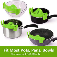 Load image into Gallery viewer, Snap Strainer, 2 PACK Silicone Food Strainers Heat Resistant Clip On Strain Strainer Rice Colander Kitchen Gadgets Drainer Hands- For Pasta, Spaghetti, Ground Beef, Universal Fit All Pots Bowls