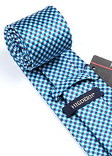 Load image into Gallery viewer, HISDERN Men's Wedding Tie and Handkerchief Houndstooth Check Plaid Tie Party Business Formal Necktie & Pocket Square Set