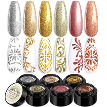 Load image into Gallery viewer, Saviland Gel Nail Polish Set - 6 Colors Metallic Painted Gel Polish Soak Off Emboss U V LED Glitter Gel Nail Art Manicure Kit for Beginners Professionals Home DIY Nail Salon