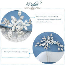 Load image into Gallery viewer, Handcess Crystal Brial Hair Pin Silver Flower Pearl Headpiece Rhinestone Bride Wedding Hair Accessories for Women and Girls(Pack of 2)