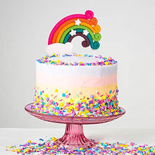 Load image into Gallery viewer, Gaosaili Rainbow Cake Decorations Happy Birthday Cake Topper Bunting with 6pcs Mini Balloon Sticks and Rainbow Cake Topper Cupcake for Boys and Girl Birthday Party Supplies