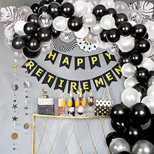 Load image into Gallery viewer, Balloon Arch Garland Maker Kit, 100PCS Black White Silver Balloons for Boys, Girls Birthday Decorations, with Silver Palm Leaf, for Baby Shower, NYE, Wedding, Graduation Party