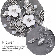 Load image into Gallery viewer, Vakkery Bride Flower Wedding Hair Vines Silver Crystal Hair Piece Bridal Hair Accessories for Women and Girls
