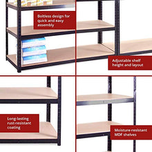Load image into Gallery viewer, G-Rack Garage Heavy Duty Storage Shelving Units - Extra Deep 5 Tier Black Shed Racking for Workshop, Office Warehouse -180cm x 120cm x 60cm, 875KG Capacity (175KG Per Shelf) - 5 Year Warranty