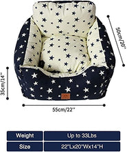 Load image into Gallery viewer, 2 in 1 Dog Car Seat Washable and Stain Resistant Pet Booster Seat for Small and Medium Dogs Cats Super Soft PP Cotton Travel Safety Pet Car Seat with Storage Bag and Harness Strap (Navy Star)