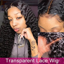Load image into Gallery viewer, Wigs Brazilian Deep Wave Lace Frontal Wig 14-30 Inch Curly Human Hair Wigs 150% Density HD Transparent Lace Wig Lace Front Wig Wig (Color : Transparent 13X6 Wig, Stretched Length : 30inches)