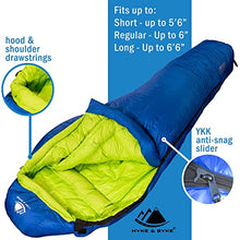 Load image into Gallery viewer, Hyke & Byke Eolus -10 Degree C 800 Fill Power Hydrophobic Goose Down Sleeping Bag with ClusterLoft Base - Ultra Lightweight 3 Season Mens and Womens Mummy Bag Designed for Backpacking