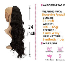 Load image into Gallery viewer, CULKET 24 Inch Ponytail Extensions for Women Synthetic Long Wavy Drawstring Ponytail Clip On Extension Body Wave Curly Ponytail Hairpiece for Women 2#