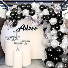 Load image into Gallery viewer, Balloon Arch Garland Maker Kit, 100PCS Black White Silver Balloons for Boys, Girls Birthday Decorations, with Silver Palm Leaf, for Baby Shower, NYE, Wedding, Graduation Party