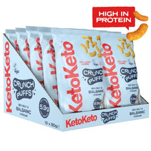 Load image into Gallery viewer, Keto Keto Low Carb Crunch Puffs 10 x 80g Keto Snacks For Weight Loss | Keto Diet, Low Carb Snack, Keto Crisps | Low Calorie, Vegan Food, Gluten Free, High Protein (Sea Salt and Balsamic Vinegar)