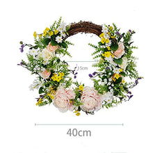 Load image into Gallery viewer, FLCSIed Artificial Peony Wreath Handmade Flower Wreath with Eucalyptus Leaves Summer Spring Grapevine Wreaths Decoration for Door Farmhouse Party Wedding Home Wall Hanging Decor
