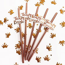 Load image into Gallery viewer, Bachelorette Straws,Hen Party Cocktail Straws,Team Bride Drinking Straws,20Pcs Rose Gold Paper Straw,Bridal Shower Paper Straws,Disposable Straws,100% Biodegradable,Plastic-Free,Eco-Friendly,Durable