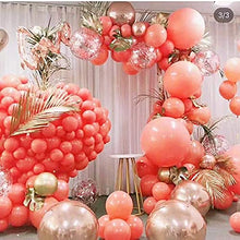 Load image into Gallery viewer, Coral Red Peach Gold Balloon Garland Arch Kit Paste Pink orange Balloons, Gold Metallic Balloons With 16ft Balloon Strip Tape, Balloon dots, Balloon Ribbon for Birthdays, Baby Showers, Weddings, Party