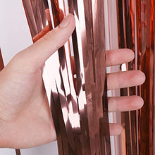 Load image into Gallery viewer, Rose Gold Foil Fringe Curtain 3ft x 8.3ft, 1 Pack Rose Gold Metallic Tinsel Curtain Birthday Decorations, Foil Curtain for Birthday Graduation Wedding Engagement Bridal Shower Bachelorette Holiday
