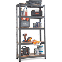 Load image into Gallery viewer, VonHaus 5 Tier Garage Shelving – Metal Racking, Steel & MDF Boltless Shelves - Massive 875kg Capacity 175KG per Shelf - 150cm H 75cm W 30cm D