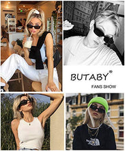 Load image into Gallery viewer, BUTABY Rectangle Sunglasses  for round faces for Women Retro Driving Glasses 90’s Vintage Fashion Narrow Square Frame UV400 Protection Black & Tortoise