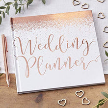 Load image into Gallery viewer, Ginger Ray White & Rose Gold Foiled Wedding Planner Book 46 Pages Beautiful Botanics