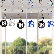 Load image into Gallery viewer, 18th Birthday Decorations Navy Blue for Boys Mens Girls, Party Decorations with Swirl Decoration 18th Happy Birthday Banner and Star Foil Balloons Confetii Latex Blue Balloons for Party Supplies