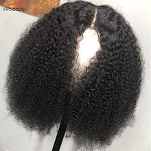 Load image into Gallery viewer, Afro Curly Human Hair Wigs 16 Inch Glueless 13×4 Lace Front Mongolian Kinky Curly Human Hair Wigs 150% Density Pre Plucked with Baby Hair for Black Women Natural Color