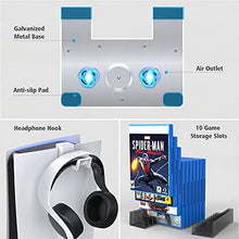 Load image into Gallery viewer, OIVO PS5 Stand with Cooling Fan and dual PS5 Charging Station with Headphone Stand in Mini Size for Playstation 5 PS5 Console, Space Saving PS5 Fan with PS5 Controller Charger and 10 Game Storage