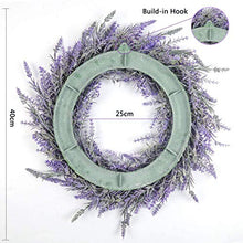 Load image into Gallery viewer, Pauwer 40cm Artificial Lavender Wreaths for Front Door Fake Purple Lavender Flower Wreath Welcome Door Wreath for Wedding, Wall, Window,Backdrop,Home Décor
