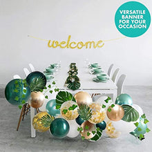 Load image into Gallery viewer, 128 PCS Jungle Theme Safari Decorations with Green Balloon Garland Arch Backdrop, Tropical Leaves Decoration, Ivy Vines, Birthday Party Supplies for Boy or Girl (green)
