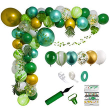 Load image into Gallery viewer, Party Plenty Green Balloon Arch Kit | Tropical Balloon Garland Kit with Pump | Jungle Theme Party Decorations for Boys and Girls' Birthday, Christening or Baby Shower | DIY Jungle Balloons Arch Kit
