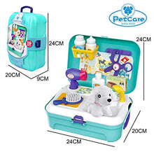 Load image into Gallery viewer, Sanlebi Pet Care Role Play Set Grooming Toys Feeding Dog Backpack Vet Kit Toy for Kids Children (16 pcs)