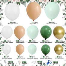 Load image into Gallery viewer, Balloon Arch Sage Green,Balloon Garland Arch Kit Avocado Green Mint Green White Gold Latex Balloons Pack 103pcs for Birthday Baby Shower Wedding Jungle Safari Party Graduation Decorations