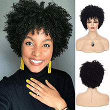 Load image into Gallery viewer, Baruisi Short Curly Afro Wigs for Women Black Kinky Curls Synthetic Costume Cosplay Hair Wig (Natural Black)