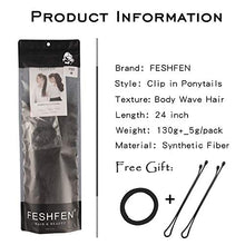 Load image into Gallery viewer, FESHFEN Long Wavy Ponytail Extensions 60cm Body Wavy Wrap Around Hair Ponytails Curly Clip in Synthetic Hairpieces for Women Girls, 130g