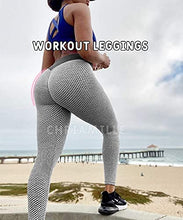 Load image into Gallery viewer, Chriamille Butt Lifting Peach Leggings Women Butt Lift Anti Cellulite Scrunch Butt Leggings High Waisted Booty Lift Gym Pants - grey - S