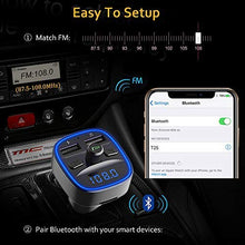 Load image into Gallery viewer, Cocoda Bluetooth FM Transmitter for Car, Blue Ambient Ring Light Wireless Radio Car Receiver Adapter Kit with Hands-Free Calling, Dual USB Charger 5V/2.4A and 1A, Support SD Card, USB Disk (Black)