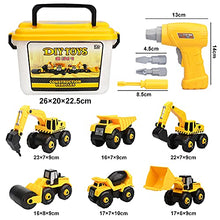 Load image into Gallery viewer, Vanplay 6 in 1 Take-Apart Construction Vehicles include Toy Drill & Box, Digger Excavators Truck Building STEM Learning Gift, Electric Drill Toy Set for Boys Girls 3 4 5 years old