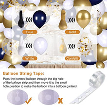 Load image into Gallery viewer, Balloon Arch Kit, Navy Blue Balloon Garland Kit,120 Pack Latex Balloon Arches Blue Gold White Confetti with Balloon Accessories for Birthday Decorations Baby Shower Wedding Gender Reveal