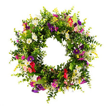 Load image into Gallery viewer, Yeenee Door Wreath, Artificial Flowers Wreath, Spring Summer All Seasons Floral Wreath, for Front Door Living Room Window Wall Garden Wedding Festival Decor(45cm)