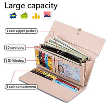 Load image into Gallery viewer, Roulens Ladies Purse, RFID Blocking PU Leather Wallet for Women Leaf Pendant Zipper Coin Long Purse with Multiple Card Slots and Roomy Compartment
