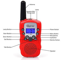 Load image into Gallery viewer, Upgrow Walkie Talkies 8 Channel 2 Way Radio Kids Toys Wireless 0.5W PMR446 Long Distance Range Walkie Talkie for Field Survival Biking and Hiking (T388-Red)