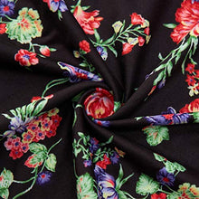 Load image into Gallery viewer, Strappy Beach Dress Lady Sleeveless Strap Dress Ruffle Floral Printed Boho Casual Black Beach Dress Swing Dress Midi Dress with Pockets M
