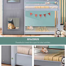 Load image into Gallery viewer, belupai 3FT Treehouse Bunk bed, Home Detail Childrens Cabin Bed Frame, Mid-Sleeper with Treehouse Canopy & Ladder (GREY)