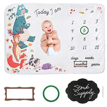 Load image into Gallery viewer, Stork Supply Baby Milestone Blanket Boy and Girl - Woodland Animals Design for Baby Boys, Baby Girls and Baby Showers - Baby Growth Chart Monthly Blanket 60"x40"