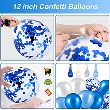 Load image into Gallery viewer, Happy Birthday Banner, Happy Birthday Banners with Blue Latex Balloons/Confetti Balloons, Blue Happy Birthday Bunting Banners for Girls Boys 1st 18th 21st 30th Any Ages Birthday Party Decorations