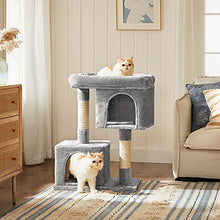 Load image into Gallery viewer, FEANDREA Cat Tree, Compact Cat Condo with 2 Caves, Light Grey PCT61W